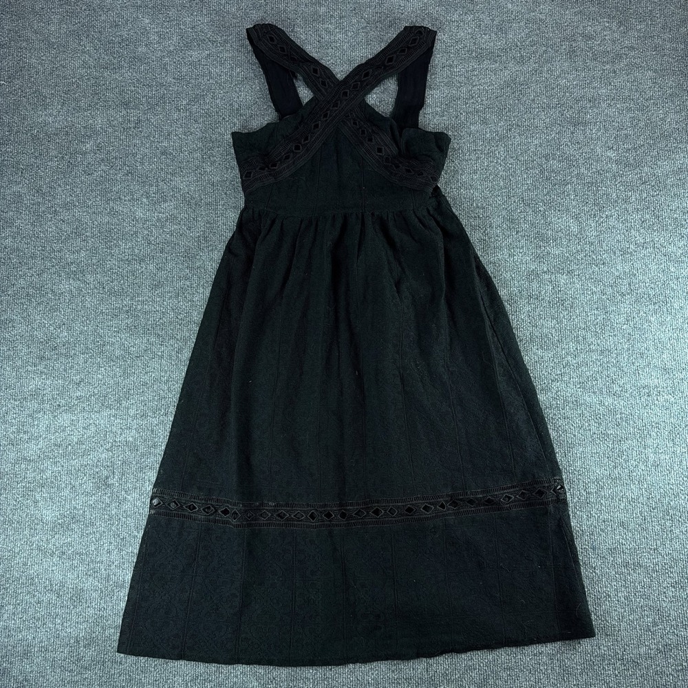 JOA Los Angeles Black Eyelet Crochet Lace Midi Dress Small Autumn Wedding Guest